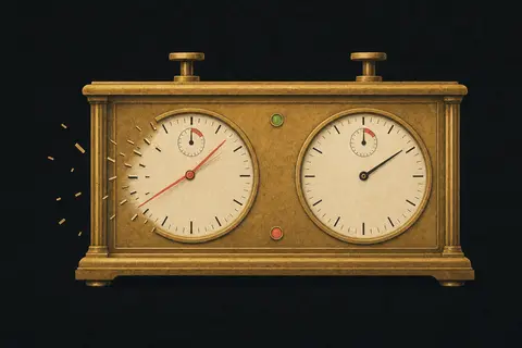 An antique brass chess clock